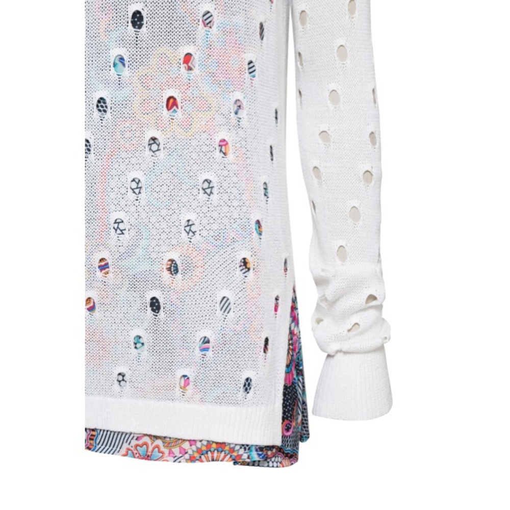 5/$25 Desigual Carol Holey Layered Sweater Bright - Picture 5 of 11